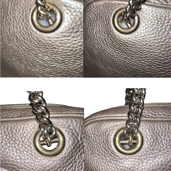 6-25 Preloved Gucci Metallic Silver Gray Leather Shoulder Bag - Picture 8 of 13